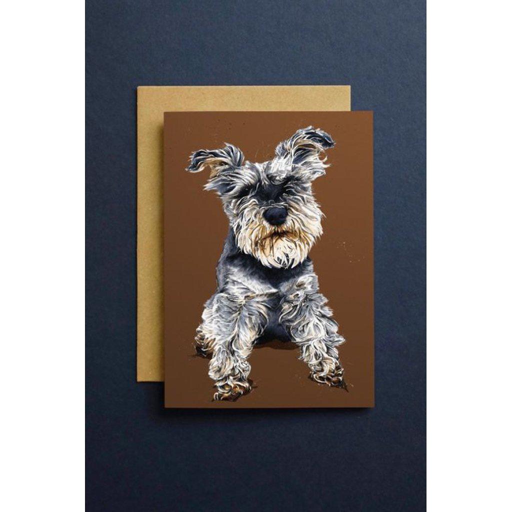 Ollie The Schnauzer Dog Art Greetings Card For All Occasions-Gifts Made Easy