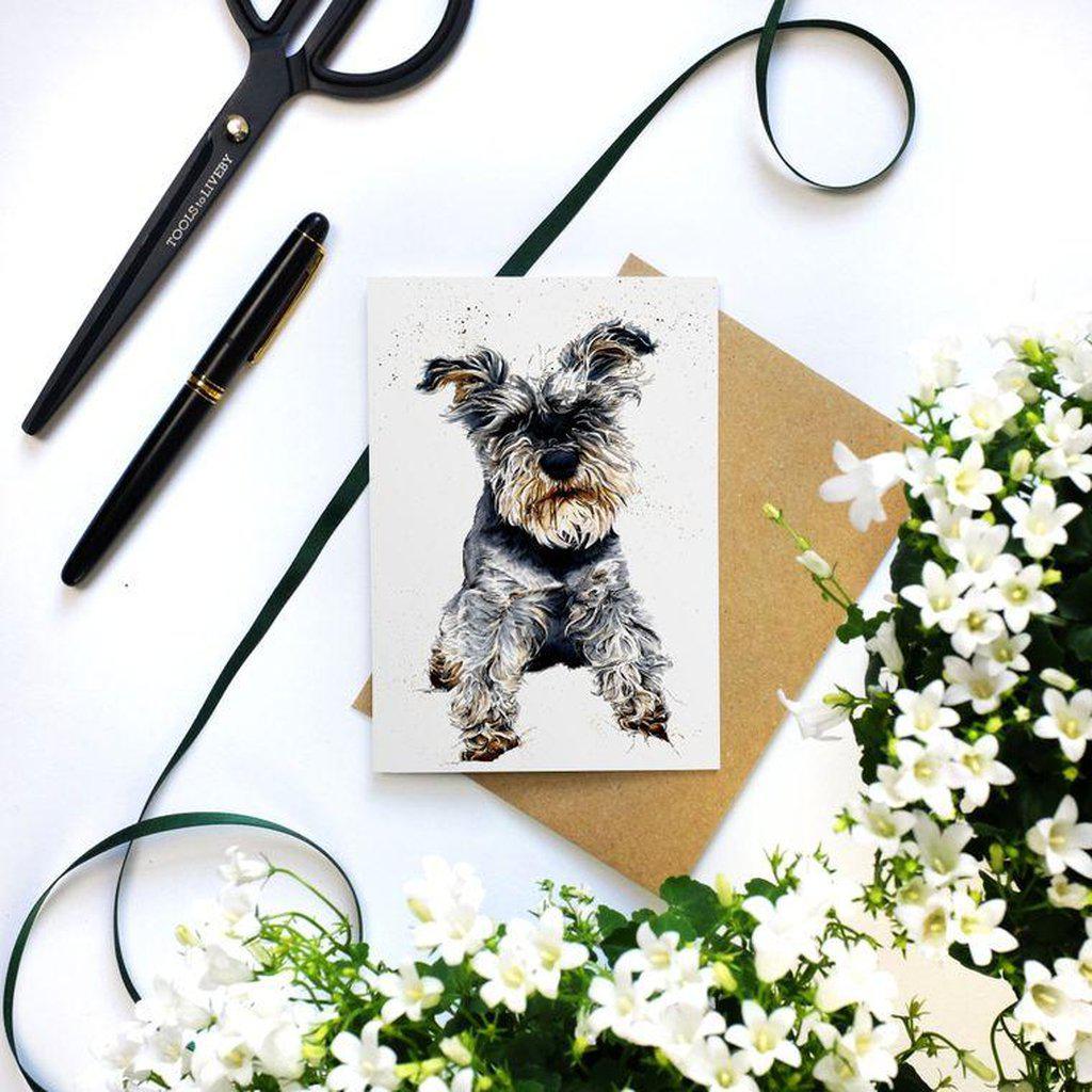 Ollie The Schnauzer Dog Greetings Card For All Occasions-Gifts Made Easy