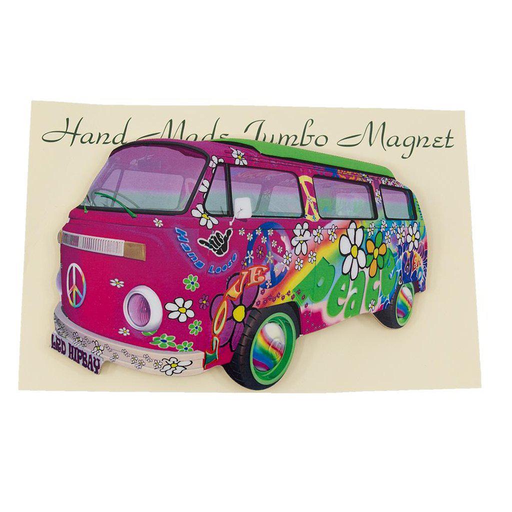 Pink Peace VW Campervan Wooden Jumbo Fridge Magnet