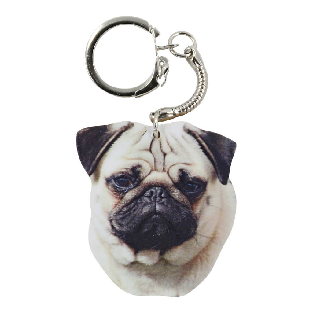 Pug Dog Handmade Wooden Keyring