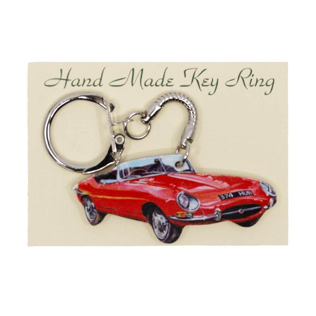 Red Jaguar E-Type Handmade Keyring in Gifts Present Packaging