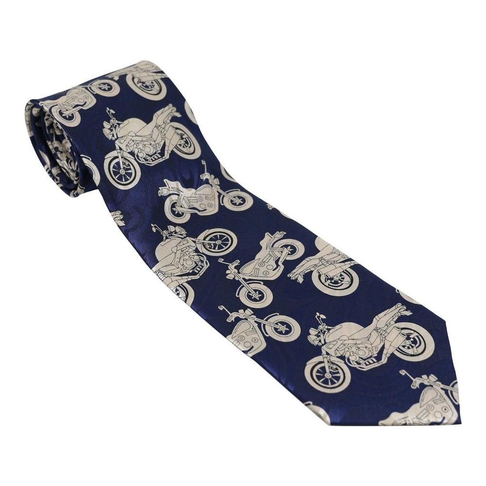 Road Motorcycle Blue & Silver Motorbike Lovers Tie