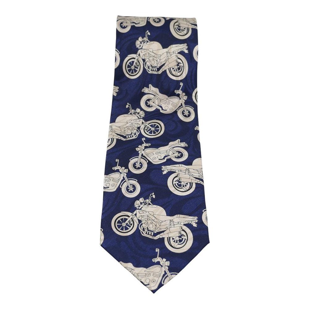 Road Motorcycle Blue & Silver Motorbike Lovers Tie