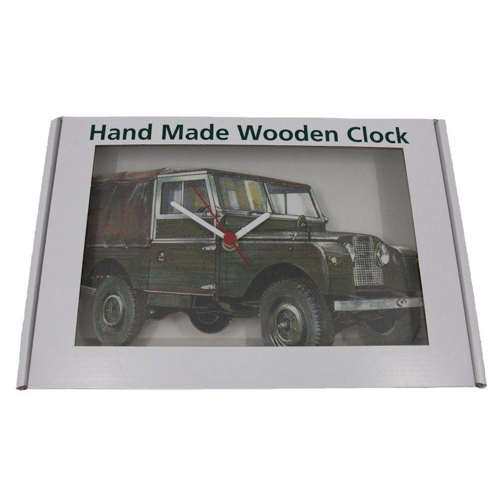 Boxed Hand Made Series 1 Land Rover Wooden Clock