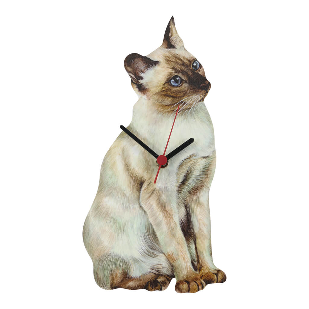 Cat Clocks Siamese Handmade Wooden Wall Clock