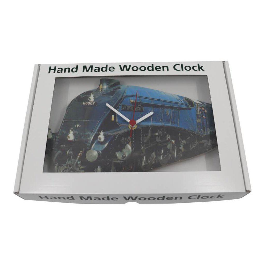 Sir Nigel Gresley Steam Train Clock in clear fonted presentation gift box