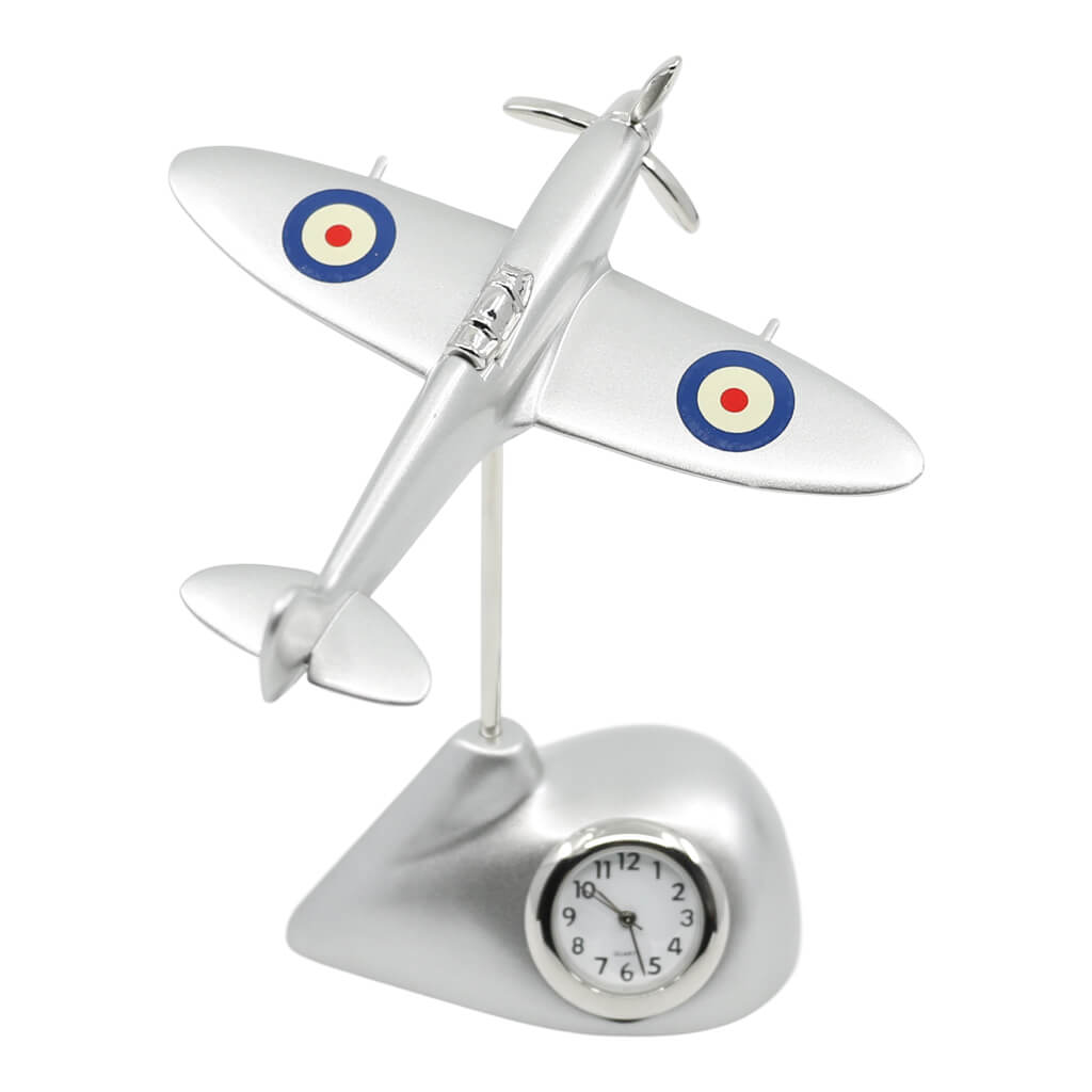 Spitfire Fighter Plane Aeroplane Metal Mini Desk Clock
