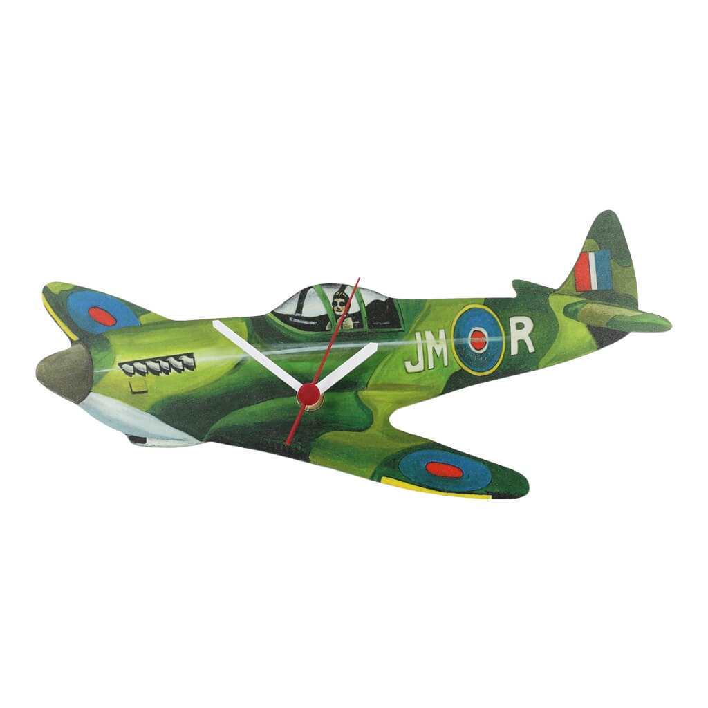 Spitfire Fighter Plane Handmade Wooden Wall Clock
