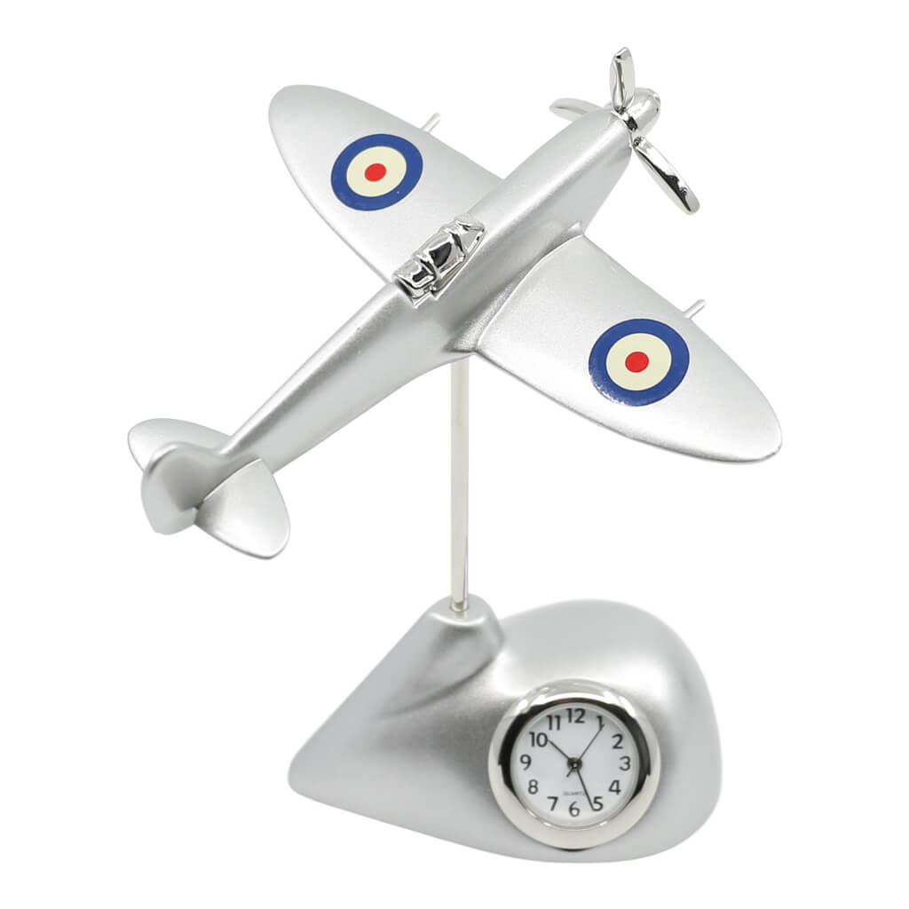 Spitfire Aircraft RAF Metal Mini Desk Clock