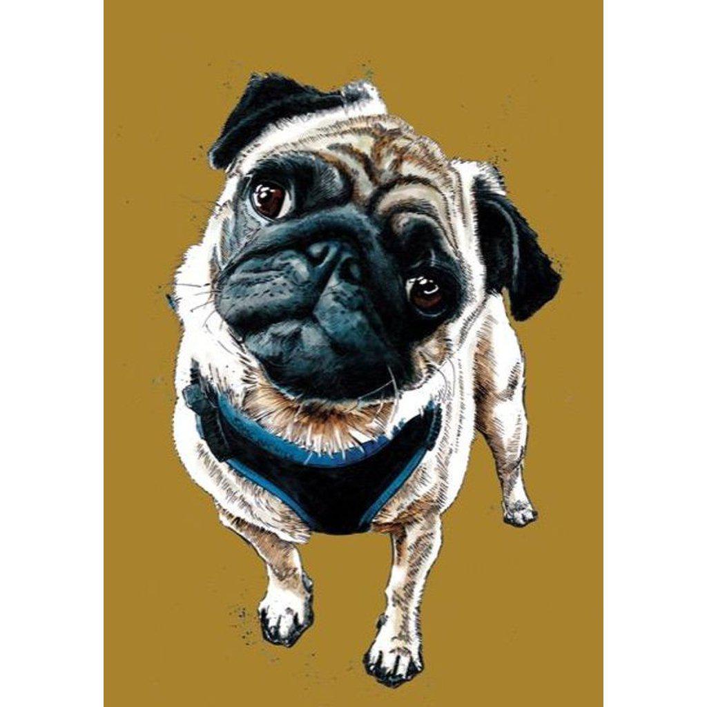 Teddy The Pug Dog Art Greetings Card For All Occasions-Gifts Made Easy