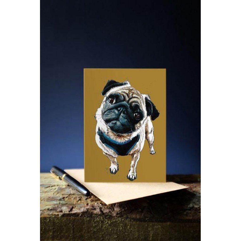 Teddy The Pug Dog Art Greetings Card For All Occasions-Gifts Made Easy