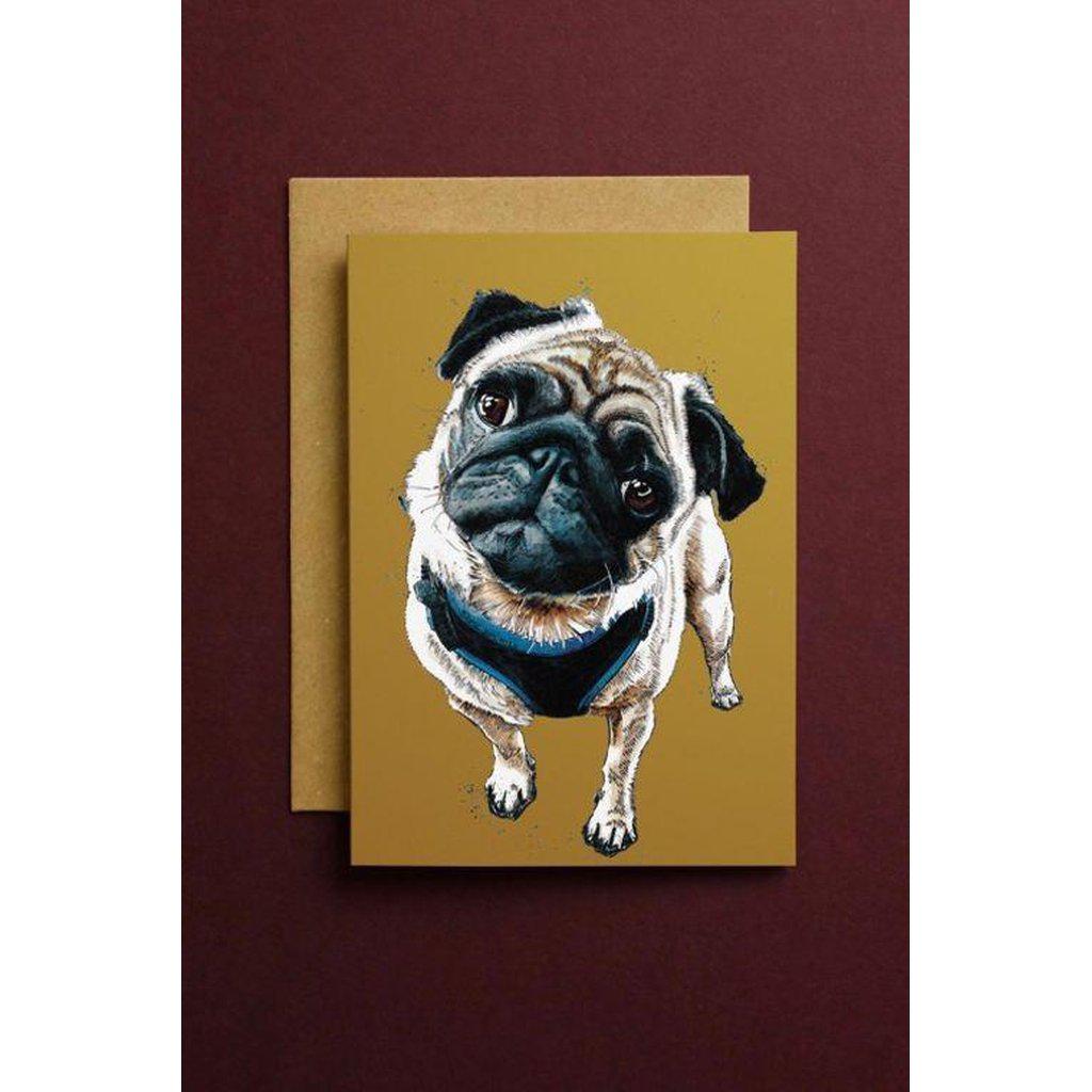 Teddy The Pug Dog Art Greetings Card For All Occasions-Gifts Made Easy