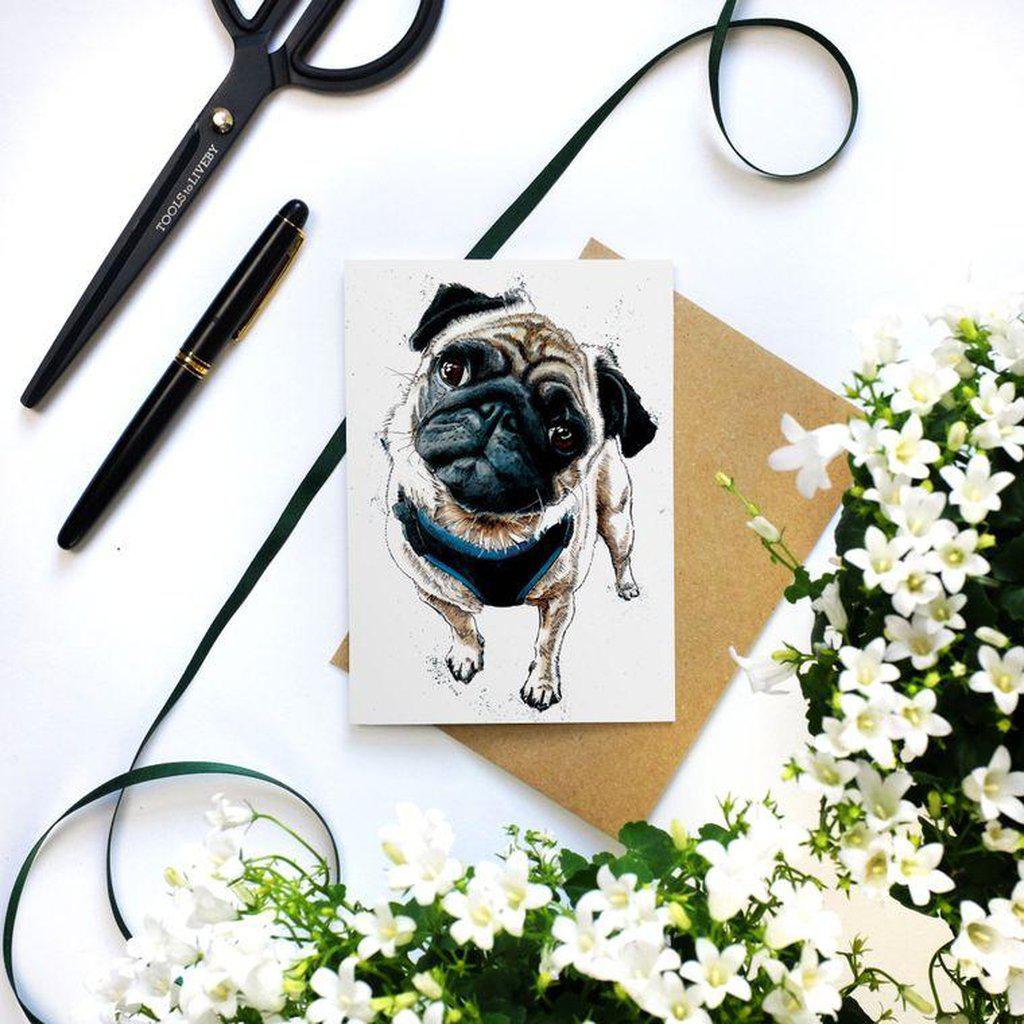 Teddy The Pug Dog Greetings Card For All Occasions-Gifts Made Easy