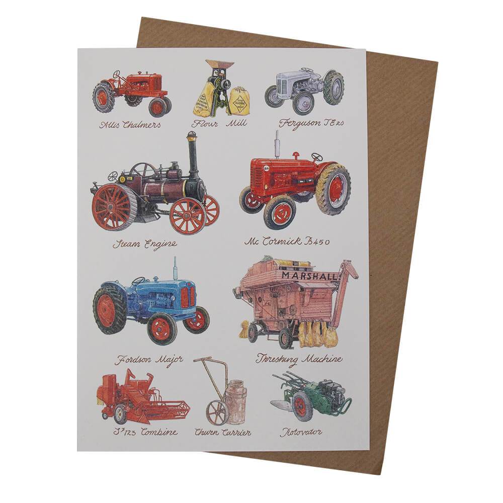 Vintage Tractor &amp; Farm Machinery Birthday Greetings Card