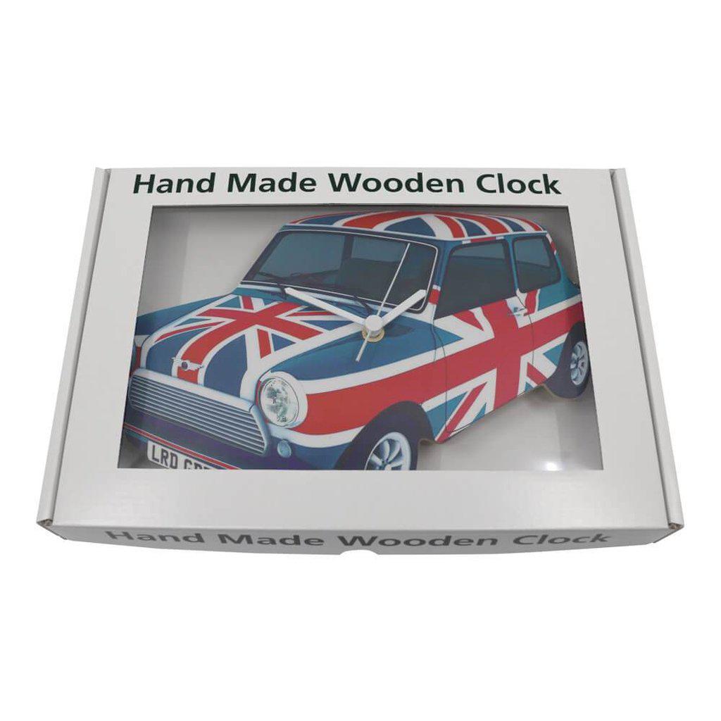 Union Jack Mini Car Handmade Wooden Wall Clock