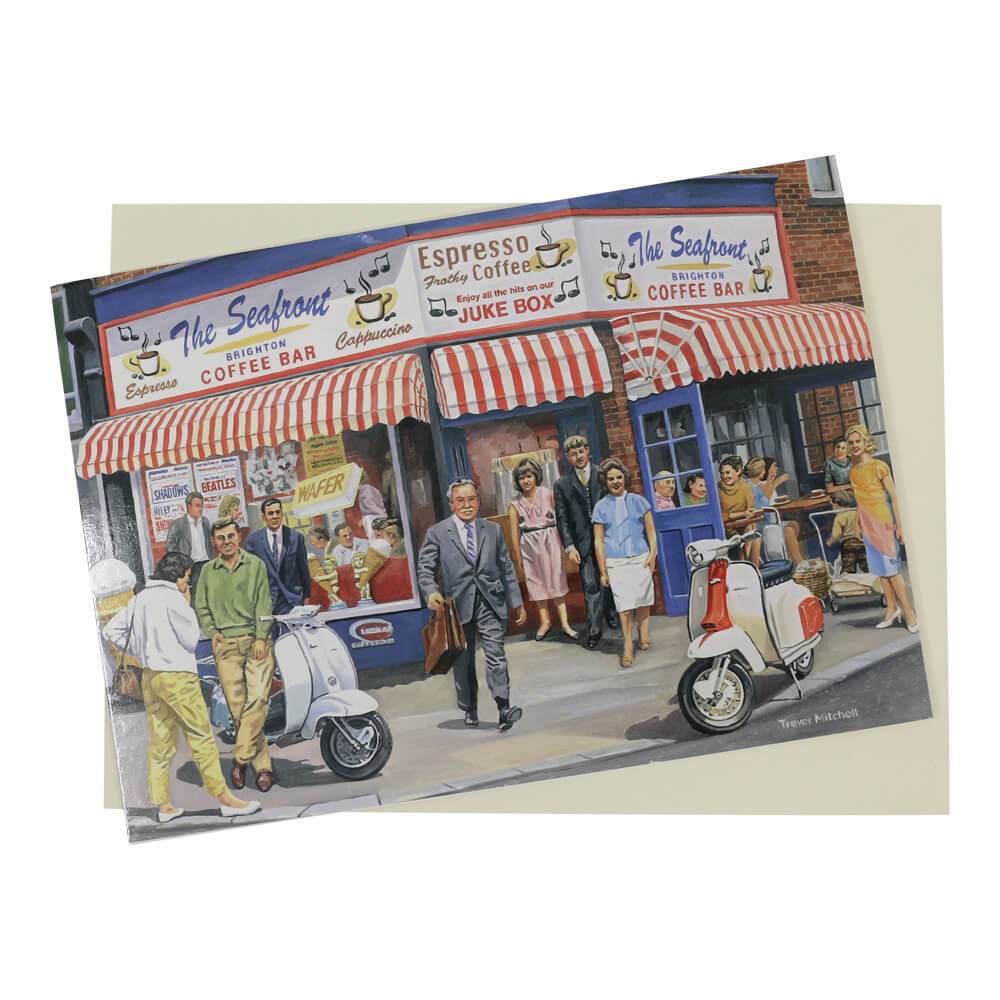 Vespa and Lambretta at Coffee Bar Birthday Card