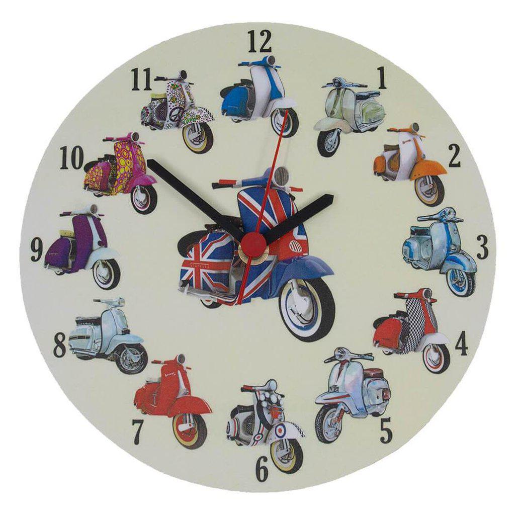 Vespa Lambretta Scooter Collage Clock
