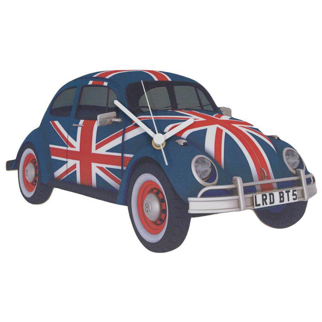 Classic VW Beetle Union Jack Wooden Wall Clock