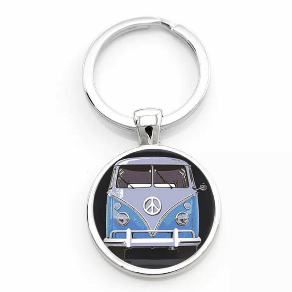 Blue Volkswagen Camper Van Style VW Splitscreen Metal Keyring