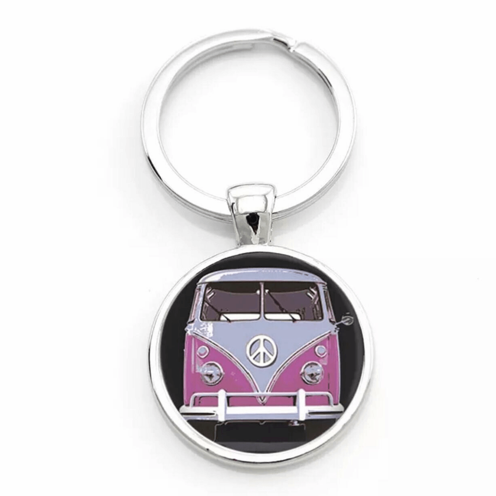 Blue Volkswagen Camper Van Style VW Splitscreen Metal Keyring