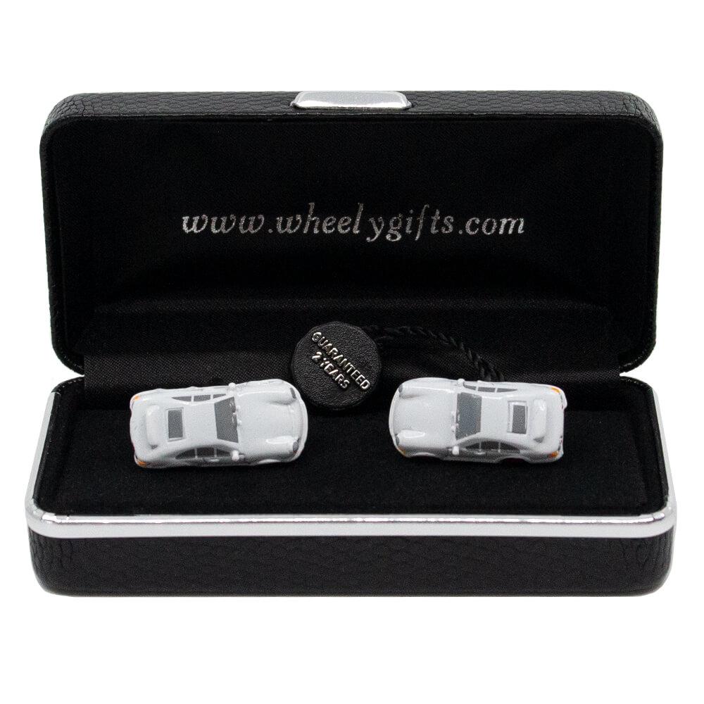 White Porsche 911 Cufflinks In Luxury Cufflink Gift Box