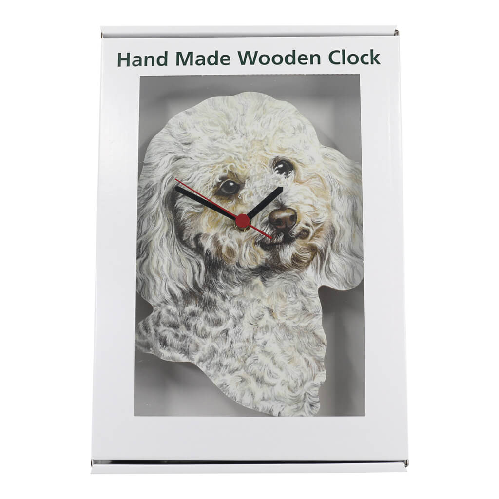 Poodle Dog Handmade Wooden Wall Clock in Gift Presentation Box