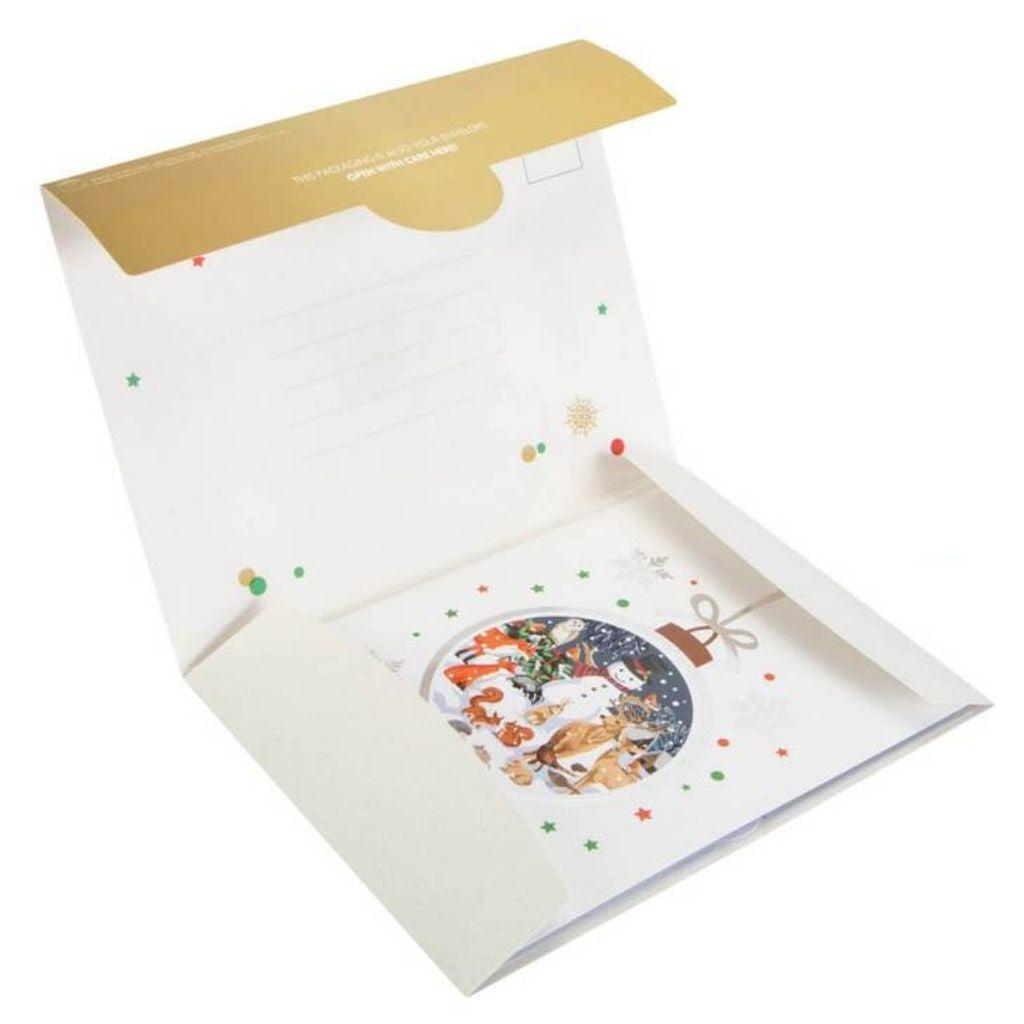 Snowman In Winter Woodland Pop Up Christmas Card envelope