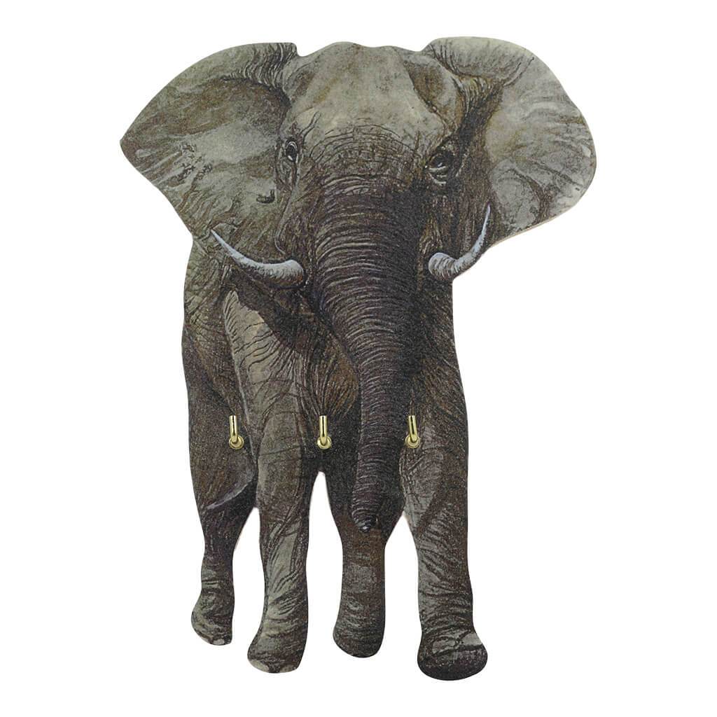 African Elephant Handmade Wooden Key Rack
