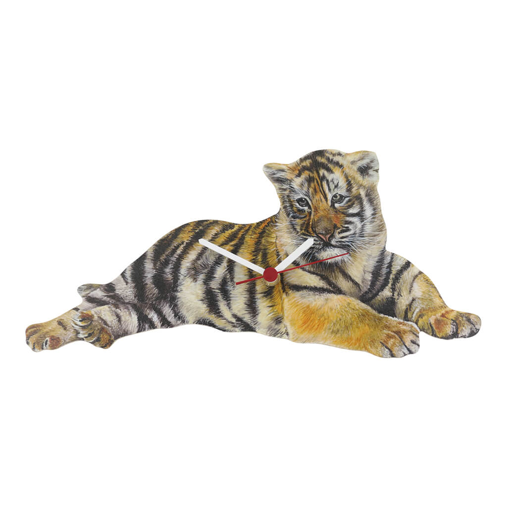 Tiger Cub Clock Handmade Wooden Wall Quartz Clock