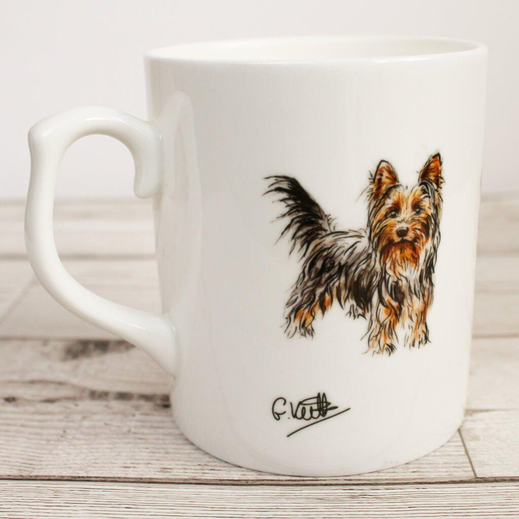 Yorkshire Terrier Dog Hand Printed Bone China Mug