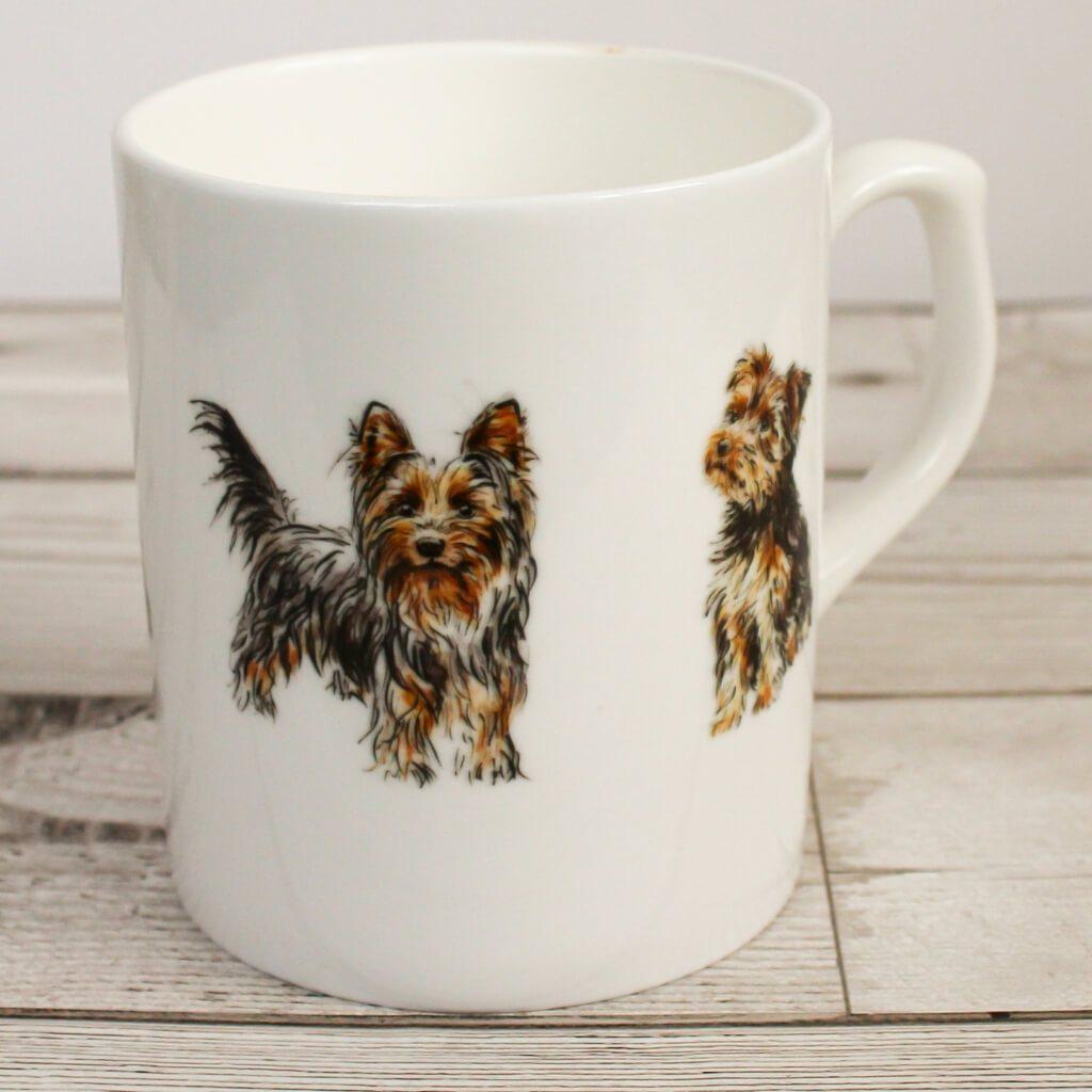 Yorkshire Terrier Dog Hand Printed Bone China Mug
